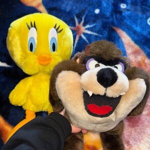 Vintage 90s Tweety & Taz Stuffed Animals